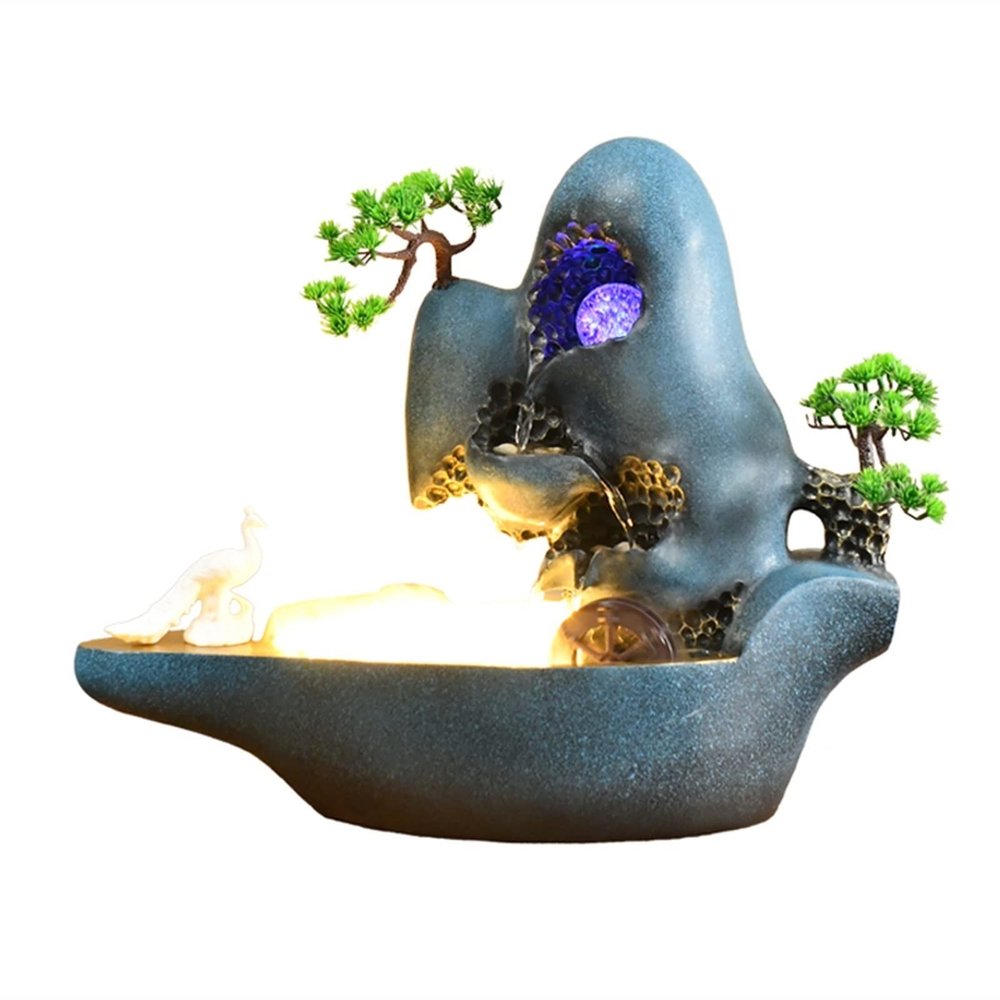 moisture Tabletop Fountain Desktop Water Fountains - Indoor Waterfall Desktop Fountain Micro Landscape Circulating Water Fountain Indoor Fountain (Color : A)