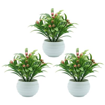 Yardwe 3pcs Faux Potted Bonsai Plants Artificial Decoration for Lifelike Simulation Plants for Table Shelf Easy Care and Cleaning Look