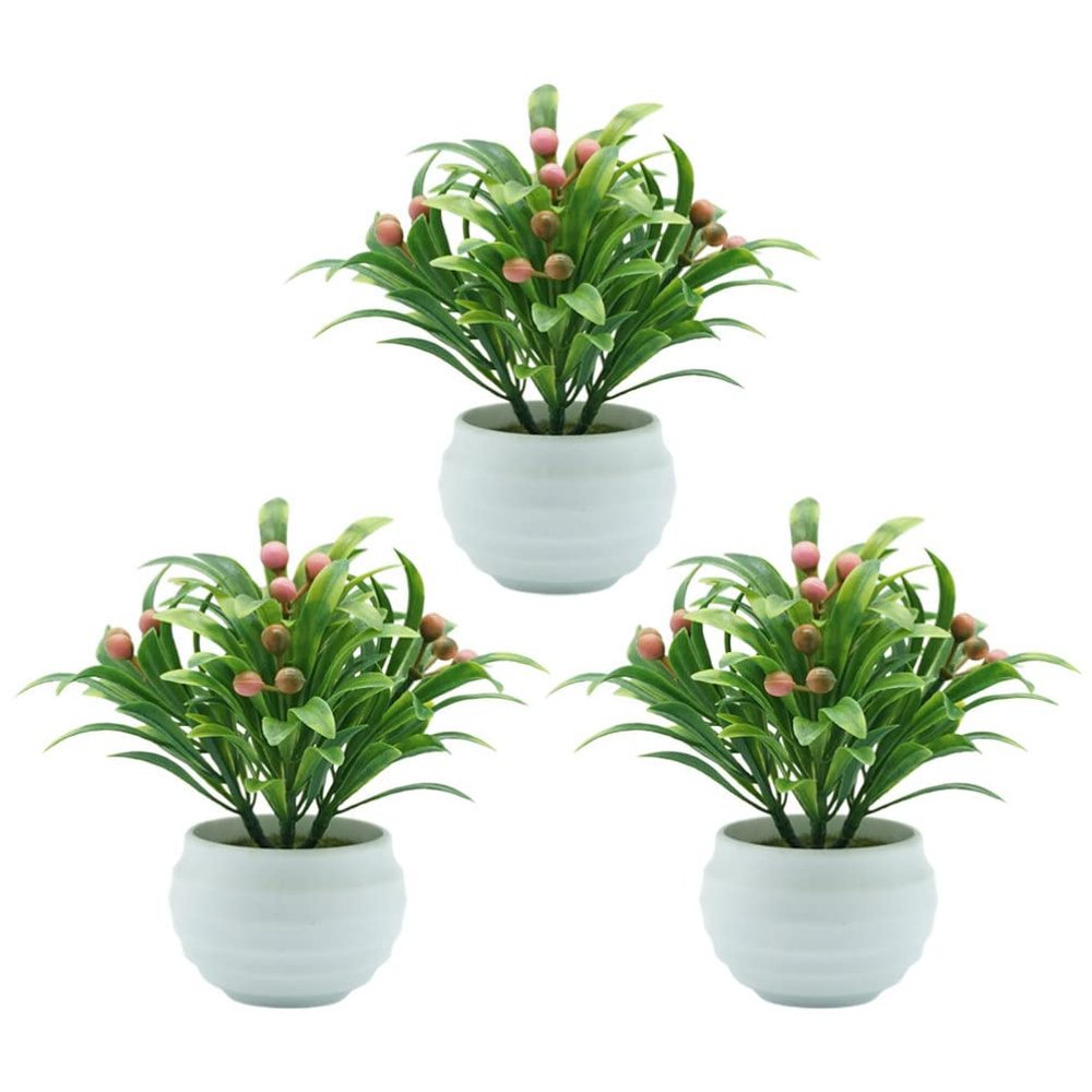 Yardwe 3pcs Faux Potted Bonsai Plants Artificial Decoration for Lifelike Simulation Plants for Table Shelf Easy Care and Cleaning Look