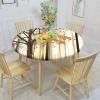 Fall Trees Round Fitted Tablecloth with Elastic Edge,Abstract Landscape Theme Art Print Polyester Table Cover, XXLarge, Fit Round Tables up 65"-71" Diameter, for Christmas Party Dining Banquet view 2