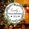 2022 Baby First Christmas Wreath Flower 2022 Christmas Tree Ornament Winter Holiday Keepsake Gift for Baby New Parents 3 Inch Flat Ceramic Ornament Gift view 2