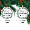 2022 Baby First Christmas Wreath Flower 2022 Christmas Tree Ornament Winter Holiday Keepsake Gift for Baby New Parents 3 Inch Flat Ceramic Ornament Gift view 4
