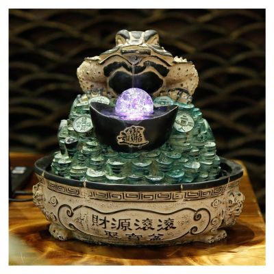 moisture Tabletop Fountain Three-Legged Toad Fountain - Tabletop Water Fountain Resin Indoor Waterfallfor Office and Home Decor Indoor Fountain (Color : B)