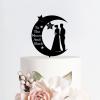 Acrylic Personalized Wedding Cake Toppers Moon Star Bride And Groom to The Moom And Back Black Cake Topper Silhouette Cursive Cake Decoration Topper for Bridal Shower Engagement Anniversary style323