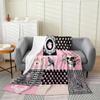 Erosebridal Sugar Skull Throw Blanket, Halloween Skelebone with Flowers Fuzzy Blanket, Garden Pink Rose Floral Flannel Blanket for Bed Couch, Geometric Honeycomb Plaid Fleece Blanket, Queen Size view 1