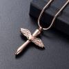 SHEIL Angel Wings Hold Heart Cross Necklace Cremation Jewelry Elegant Women Necklaces Ashes Holder Urn Pendant Keepsake Gifts,2 view 2
