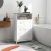 Bathroom Floor Cabinet, Freestanding Storage Cabinet with 3 Drawers & 1 Door & 1 Open Shelf, Storage Organizer for Bathroom Living Room Entryway, White view 1