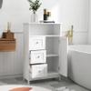 Bathroom Floor Cabinet, Freestanding Storage Cabinet with 3 Drawers & 1 Door & 1 Open Shelf, Storage Organizer for Bathroom Living Room Entryway, White view 3