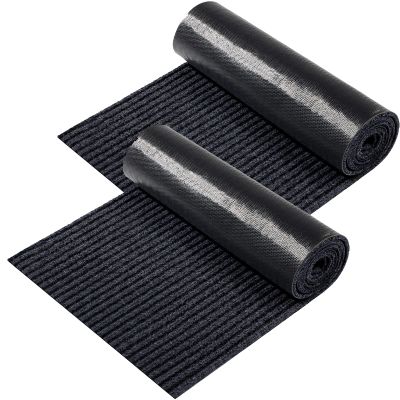 Nuanchu 2 Roll Large Semi Finished Outdoor Mat 16 x 79 Inch Narrow Door Mat Non Slip Boot Rugs Waterproof Carpet Roll for Bathroom Entryway Indoor Outdoor (Black)