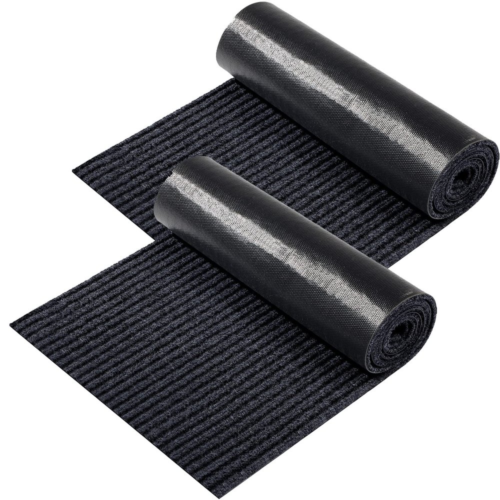 Nuanchu 2 Roll Large Semi Finished Outdoor Mat 16 x 79 Inch Narrow Door Mat Non Slip Boot Rugs Waterproof Carpet Roll for Bathroom Entryway Indoor Outdoor (Black)