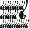 IBosins 30 Pack Heavy Duty Dual Coat Hooks Wall Mounted with 60 Screws Retro Double Hooks Utility Black Hooks for Coat, Scarf, Bag, Towel, Key, Cap, Cup, Hat view 1