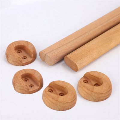 Melairya Wooden Closet Rod, 2 Sets Wall Mounted Hanging Rod for Closet, Closet Pole Closet Bar with Socket Set for Wardrobes (Color : Oil Based Finish, Size : 80cm)