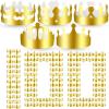 Crtiin 100 Pcs Gold Paper Crowns Birthday Party Bulk for Adults Classroom Students Hat Supplies Favors (Stylish Style) view 1