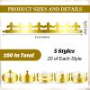 Crtiin 100 Pcs Gold Paper Crowns Birthday Party Bulk for Adults Classroom Students Hat Supplies Favors (Stylish Style) view 3