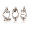 3Pcs Sandstone Thinker Statue Set, Modern Home Decor Abstract Art Sculpture, Small Collectible Figurines for Bookshelf Office Living Room Coffee Table Decor view 1