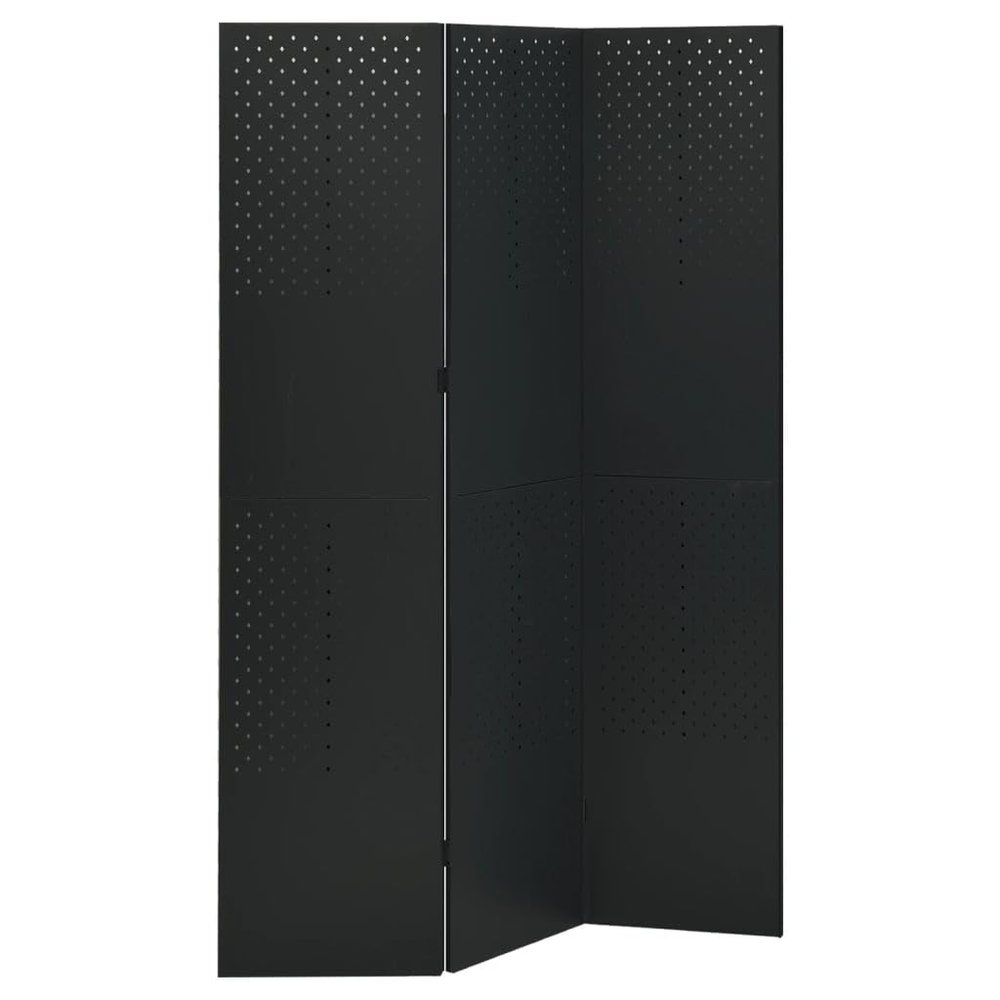 'vidaXL 3-Panel Room Divider in Black, 47.2"x70.9" Steel Privacy Screen for Living Room, Bedroom, Dining Room