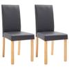 vidaXL Modern Faux Leather Dining Chairs in Gray - Set of 2 with Wooden Legs, Comfortable Upholstery and Sleek Design view 1