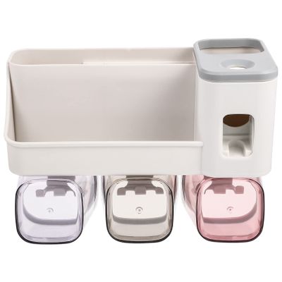 DOITOOL Wall-Mounted Toothbrush Holder Cup Multi-Functional Bathroom Organizer for for Drying Storing Toothbrushes Space-Saving for Showers Kitchens