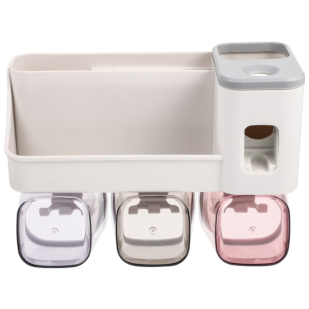 DOITOOL Wall-Mounted Toothbrush Holder Cup Multi-Functional Bathroom Organizer for for Drying Storing Toothbrushes Space-Saving for Showers Kitchens