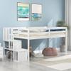 Bellemave Twin Size Loft Bed with Staircase Solid Wood Low Loft Bunk Bed Classic Children Low Loft Bed with Storage Boys & Girls Twin Bed for Kids Bedroom,White view 3