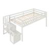 Bellemave Twin Size Loft Bed with Staircase Solid Wood Low Loft Bunk Bed Classic Children Low Loft Bed with Storage Boys & Girls Twin Bed for Kids Bedroom,White view 4
