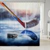Feelyou Ice Hockey Shower Curtain Ice Sports Games Kids Bathroom Shower Curtain Set for Puck Hockey Bath Curtain Waterproof Winter Sports Kids Bathroom Accessories 72"x78" view 1