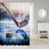 Feelyou Ice Hockey Shower Curtain Ice Sports Games Kids Bathroom Shower Curtain Set for Puck Hockey Bath Curtain Waterproof Winter Sports Kids Bathroom Accessories 72"x78" view 2