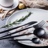 32 Piece Black Silverware Set for 8 Durable 18/10 Stainless Steel Delicate Heavy Flatware Set Kitchen Wedding Restaurant Cutlery Utensil Set Include Teaspoons Knifes Forks and Spoons view 2