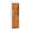 vidaXL Wall-Mounted Coat Racks 2 pcs in Brown, 14.2"x1.2"x43.3", Made of Solid Acacia Wood, Vintage-Style Design, Durable, Space-Saving, 3 Coat Hooks per Rack view 2