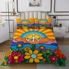 Erosebridal 70s Groovy Flower Bedspread Sun Moon Peace Sign Quilted,Adults 60s Flower Power Coverlet Set Rural Pastoral Twin Quilt Set,Women Halloween 1960's 1970's Hippie Disco Indie Room Decor view 2
