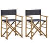 vidaXL 2 Piece Bamboo and Polyester Folding Director's Chairs Set in Dark Grey for Outdoor Garden Use Compact Durable Rustic Design Ideal Patios Balconies Chair Seats Patio Portable Seating Furniture view 1