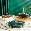 JYHCD Chafing Dish Buffet Set, Ceramics Chafer with Imitation Marble Finish, Chafer and Buffet Warmer Set for Buffet Weddings, Parties, Banquets, Catering Events,Black,B view 3