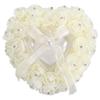 White Wedding for Hoop Pillow Heart Shape Wedding for Hoop Box, Romantic Lace Crystal Rose Wedding Ceremony for Hoop Holder for Ceremonies(Light Yellow) view 1