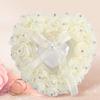 White Wedding for Hoop Pillow Heart Shape Wedding for Hoop Box, Romantic Lace Crystal Rose Wedding Ceremony for Hoop Holder for Ceremonies(Light Yellow) view 2
