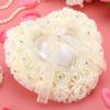 White Wedding for Hoop Pillow Heart Shape Wedding for Hoop Box, Romantic Lace Crystal Rose Wedding Ceremony for Hoop Holder for Ceremonies(Light Yellow) view 3