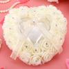 White Wedding for Hoop Pillow Heart Shape Wedding for Hoop Box, Romantic Lace Crystal Rose Wedding Ceremony for Hoop Holder for Ceremonies(Light Yellow) view 4