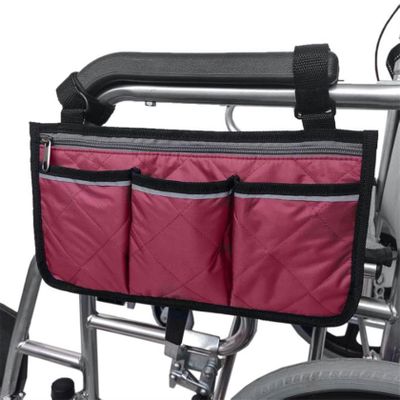 Ellylian Wheelchair Armrest Accessories, Side Bags to Hang On Side Pouches Waterproof Storage Fathers for Home/Outdoor/Baby Cart,Claret