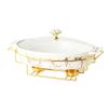 JYHCD Chafing Dish Buffet Set, Ceramics Chafer with Imitation Marble Finish, Chafer and Buffet Warmer Set for Buffet Weddings, Parties, Banquets, Catering Events,White,A view 1