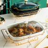 JYHCD Ceramics Chafing Dish Buffet Set, Marble Finish Chafing Dish, Rectangular Chafers for Buffet/Weddings/Parties/Banquets/Catering Events,White,A view 2