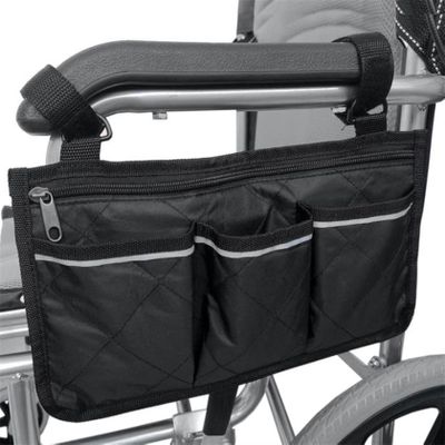 Ellylian Wheelchair Armrest Accessories, Side Bags to Hang On Side Pouches Waterproof Storage Fathers for Home/Outdoor/Baby Cart,Blac