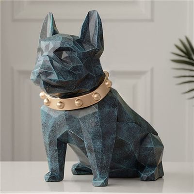 Dog Figurine Resin Black Dog Tissue Holder Craft For Kitchen Room Table Top Home Decor Modern Creative Geometric Dog Tissue Box (Color : Multi-colored)