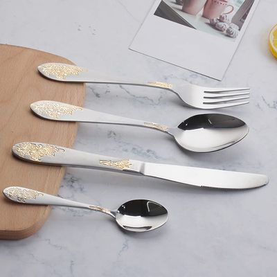 24 Piece Silverware Set for 6 Durable Stainless Steel Flatware Set With Exquisite Flower Pattern Delicate Kitchen Restaurant Cutlery Utensils Include Knifes Teaspoons Forks and Spoons