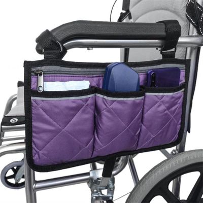 Ellylian Wheelchair Armrest Accessories, Side Bags to Hang On Side Pouches Waterproof Storage Fathers for Home/Outdoor/Baby Cart,Purple