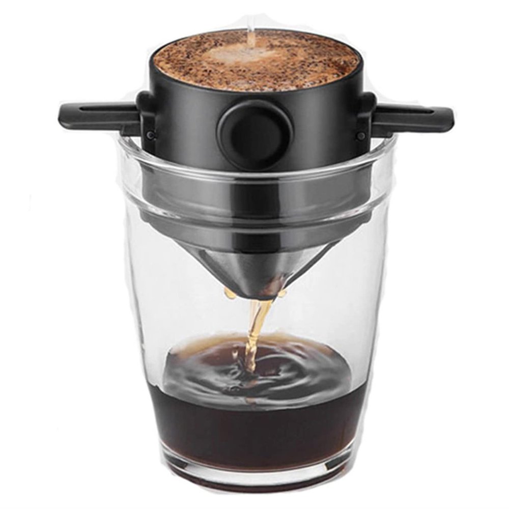 Ellylian Pour Over Coffee Filter,Portable Stainless Steel Reusable Coffee Maker,Mini Collapsible Paperless,Easy to Clean Coffee Cone for Travel Camping Offices