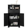 COSTWAY Bathroom Storage Cabinet, Freestanding Storage Organizer with 2 Drawers & Adjustable Shelf, Wooden Floor Cabinet for Living Room, Bedroom, Kitchen, Entryway (Black) view 1