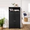 COSTWAY Bathroom Storage Cabinet, Freestanding Storage Organizer with 2 Drawers & Adjustable Shelf, Wooden Floor Cabinet for Living Room, Bedroom, Kitchen, Entryway (Black) view 2