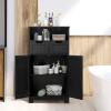COSTWAY Bathroom Storage Cabinet, Freestanding Storage Organizer with 2 Drawers & Adjustable Shelf, Wooden Floor Cabinet for Living Room, Bedroom, Kitchen, Entryway (Black) view 4