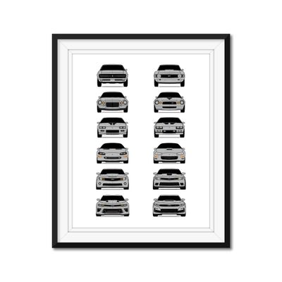 Custom Car Posters Handmade Poster compatible with Chevy Camaro Generations and Print of Chevrolet Camaro - Silver, 11x14 Metallic Print (Unframed)