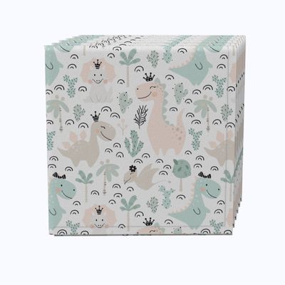 Fabric Textile Products, Inc. Napkin Set of 4, 100% Cotton, 20x20, Pastel Dinos