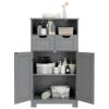 COSTWAY Bathroom Storage Cabinet, Freestanding Storage Organizer with 2 Drawers & Adjustable Shelf, Wooden Floor Cabinet for Living Room, Bedroom, Kitchen, Entryway (Gray) view 1